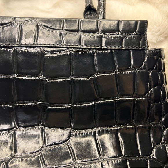 kate spade Black Croc-Embossed Patent Leather Satchel - Picture 10 of 10